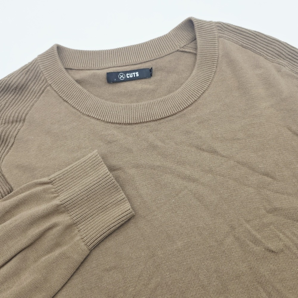 Cuts Clothing Pullover‎ Men's Large Brown Knit Sweater Crew Neck Long Sleeve